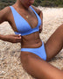 Bikini  Deep V  Swimsuit Beach High Waist Two Piece Brazilian Swimwear - Minihomy