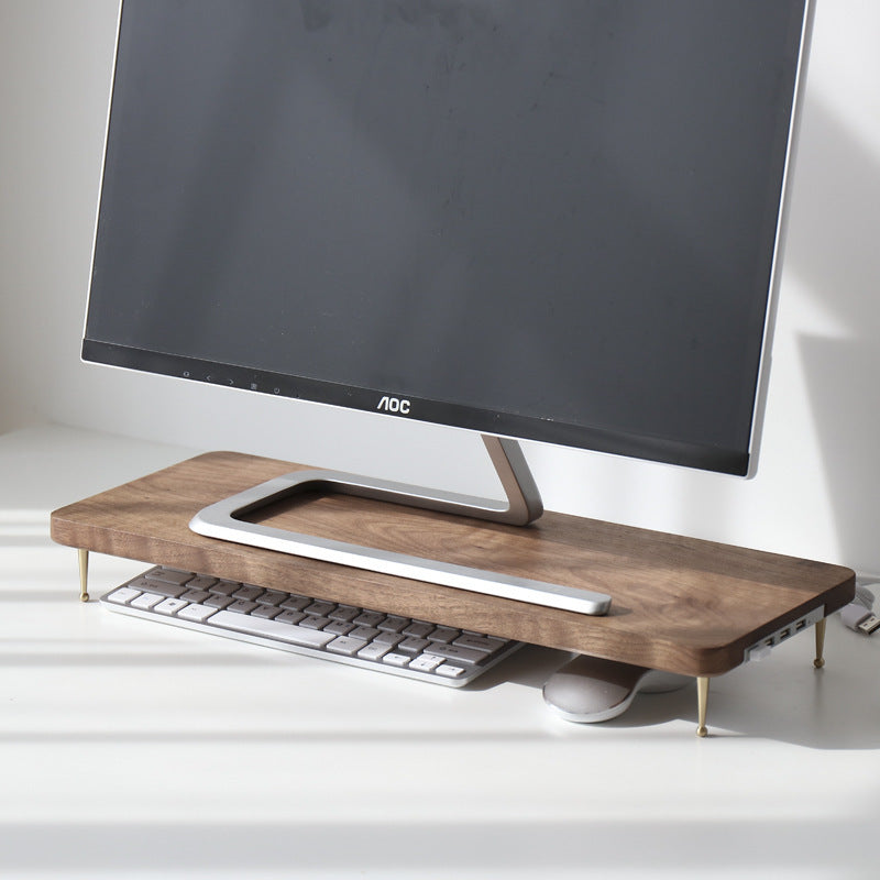 Walnut Wood Office Desk Organizer: Storage Rack & File Holder