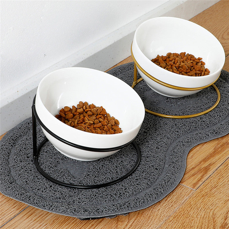 Tilting Cat Bowls: Ceramic Pet Feeder & Waterer