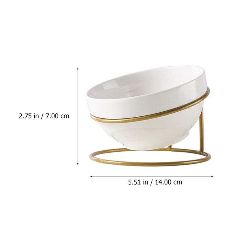 Tilting Cat Bowls: Ceramic Pet Feeder & Waterer