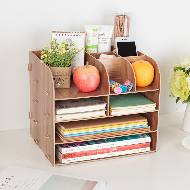 Wooden Office Desk Organizer with Storage Box