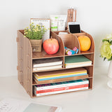 Wooden Office Desk Organizer with Storage Box