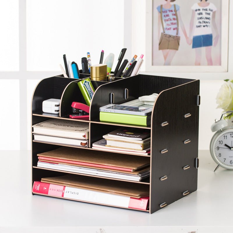 Wooden Office Desk Organizer with Storage Box