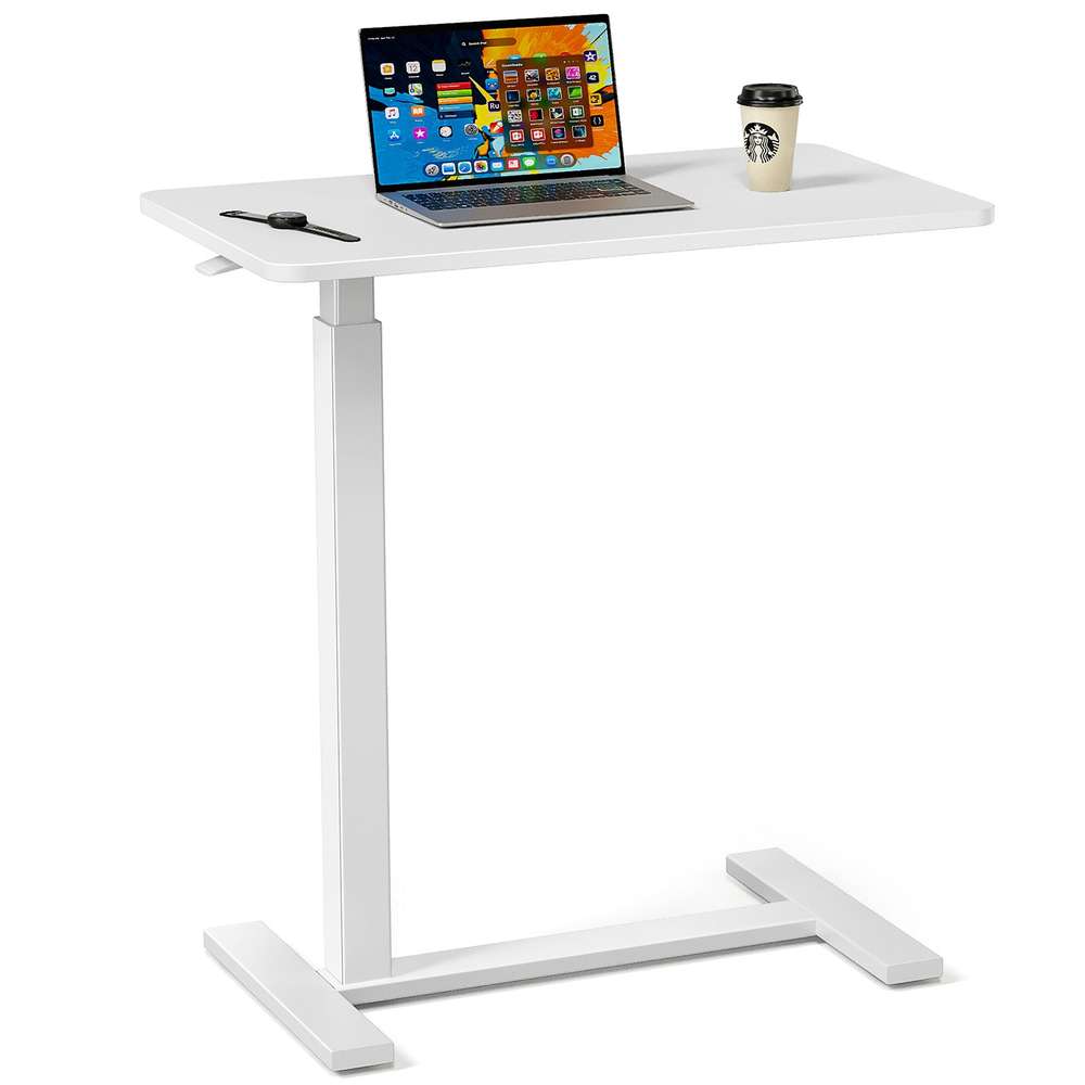 Adjustable Mobile Standing Desk - White Laptop Computer Table