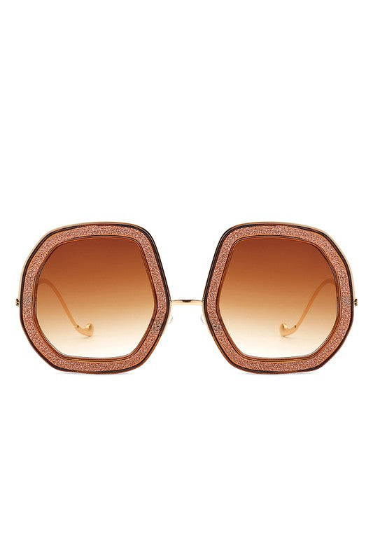 Women Round Geometric Glitter Fashion Sunglasses