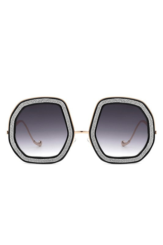 Women Round Geometric Glitter Fashion Sunglasses