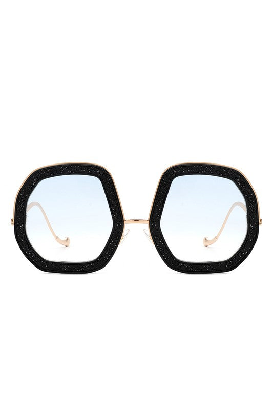 Women Round Geometric Glitter Fashion Sunglasses