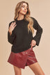 Harlie Sweater - Cozy Knit with Edgy Cutout Shoulder, Relaxed Fit, Thick Ribbed Trim - Minihomy