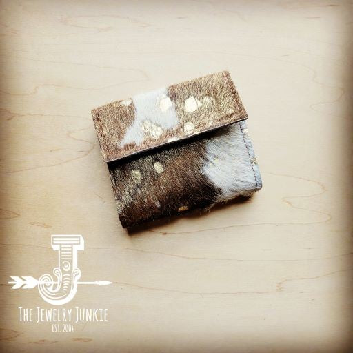 Tri-Fold Wallet- Mixed Metallic Hair-on-Hide