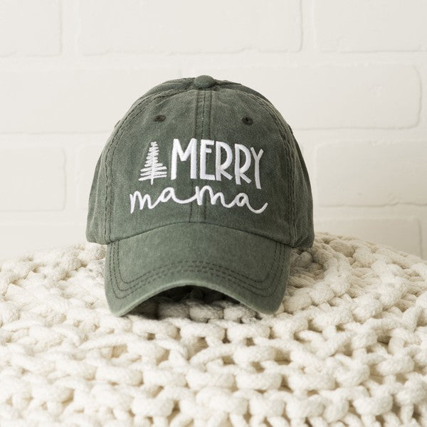 Embroidered Merry Mama Tree Canvas Hat - Minihomy