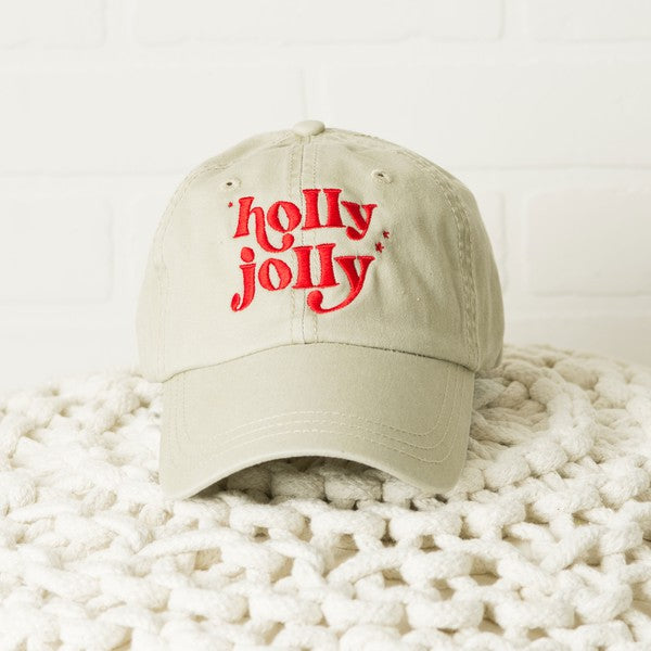 Embroidered Whimsical Holly Jolly Stars Canvas Hat - Minihomy