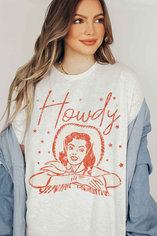 Howdy Cowgirl Graphic Tee - Women's Western T-Shirt, Casual Short Sleeve Top - Minihomy