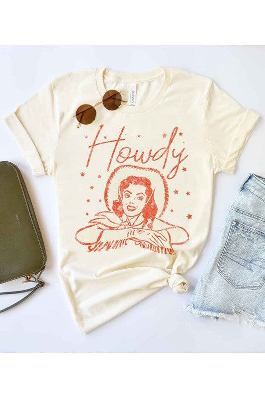 Plus Size Howdy Cowgirl Graphic Tee - T-Shirt - Minihomy