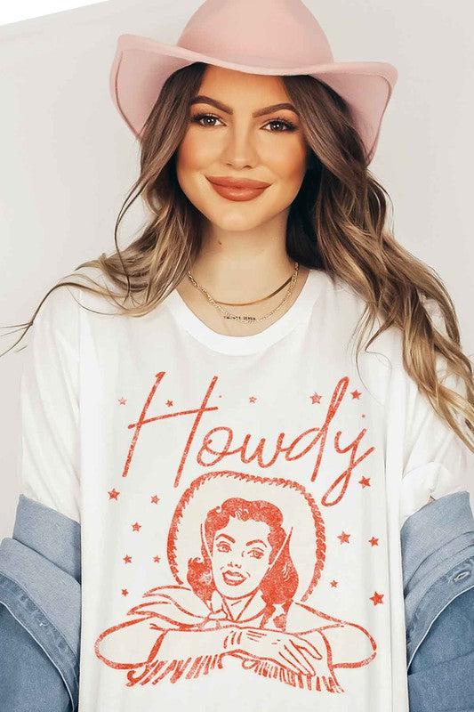 Plus Size Howdy Cowgirl Graphic Tee - T-Shirt - Minihomy