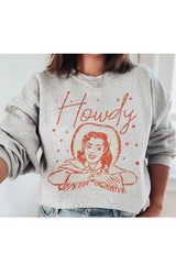 Howdy Cowgirl Graphic Sweatshirt - Trendy Women's Casual Pullover - Minihomy