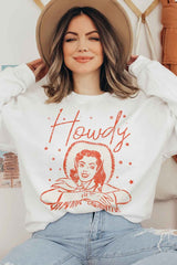 Howdy Cowgirl Graphic Sweatshirt - Trendy Women's Casual Pullover - Minihomy