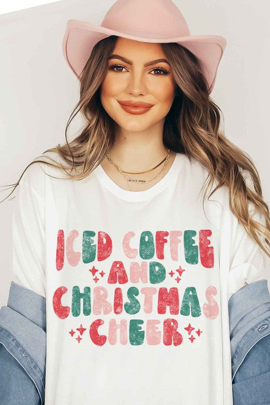 ICED COFFEE CHEERS Graphic T-Shirt - Casual Summer Tee - Minihomy