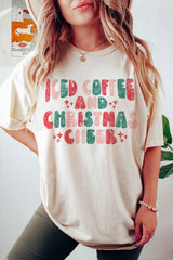 ICED COFFEE CHEERS Graphic T-Shirt - Casual Summer Tee - Minihomy