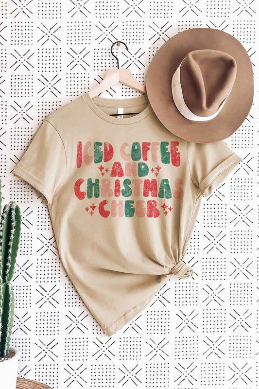 ICED COFFEE CHEERS Graphic T-Shirt - Casual Summer Tee - Minihomy