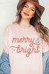 Merry and Bright Christmas Graphic T-Shirt for Women & Men - Holiday Tee - Minihomy