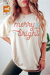 Merry and Bright Christmas Graphic T-Shirt for Women & Men - Holiday Tee - Minihomy