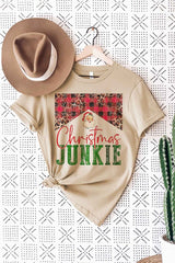 Plus Size Christmas Junkie Graphic Tee - Holiday T-Shirt for Women - Minihomy