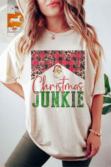 Plus Size Christmas Junkie Graphic Tee - Holiday T-Shirt for Women - Minihomy