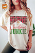 Plus Size Christmas Junkie Graphic Tee - Holiday T-Shirt for Women - Minihomy