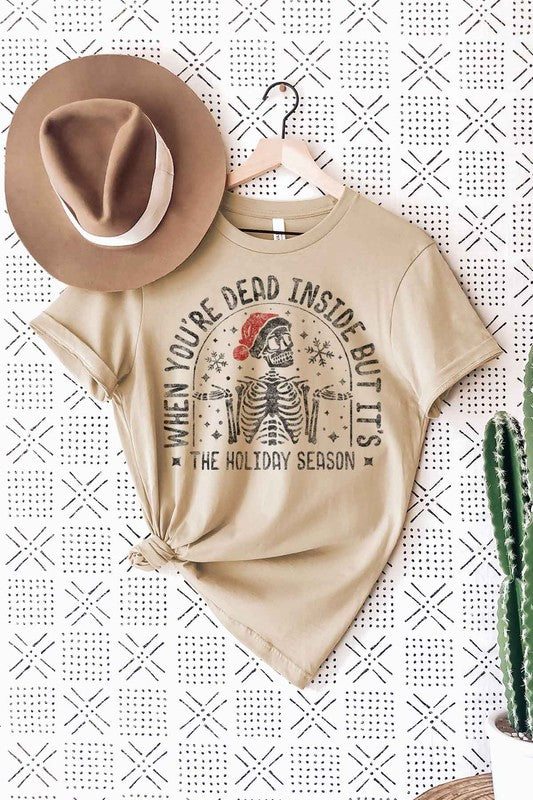 Christmas Skeleton Graphic Tee - Holiday T-Shirt for Men & Women - Minihomy