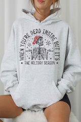 Plus Size Christmas Skeleton Hoodie - Festive Holiday Apparel - Minihomy