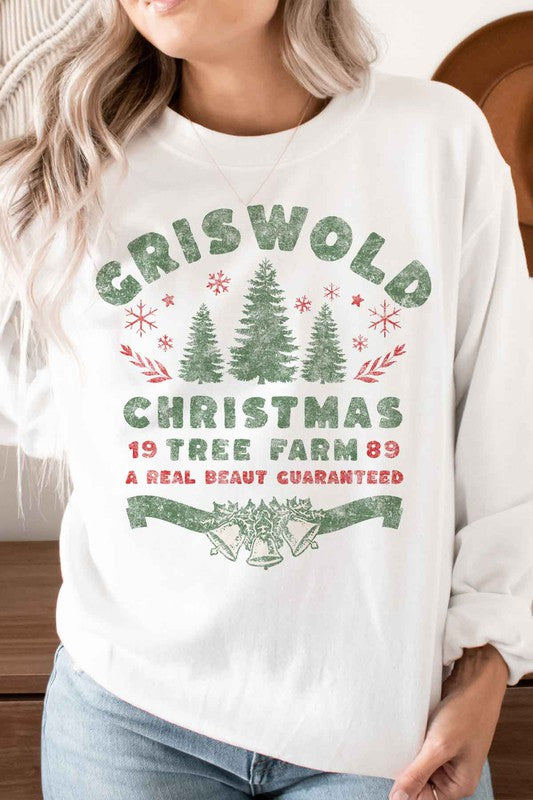 Christmas Tree Farm Graphic Plus Size Sweatshirt for Women - Minihomy