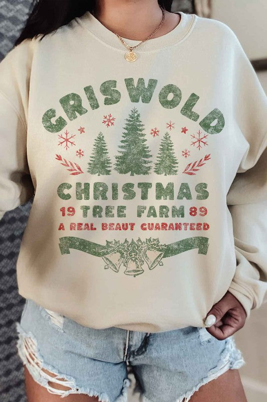 Christmas Tree Farm Graphic Plus Size Sweatshirt for Women - Minihomy