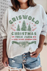 Christmas Tree Farm Graphic Plus Size Sweatshirt for Women - Minihomy