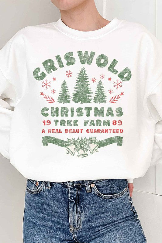 Christmas Tree Farm Graphic Plus Size Sweatshirt for Women - Minihomy
