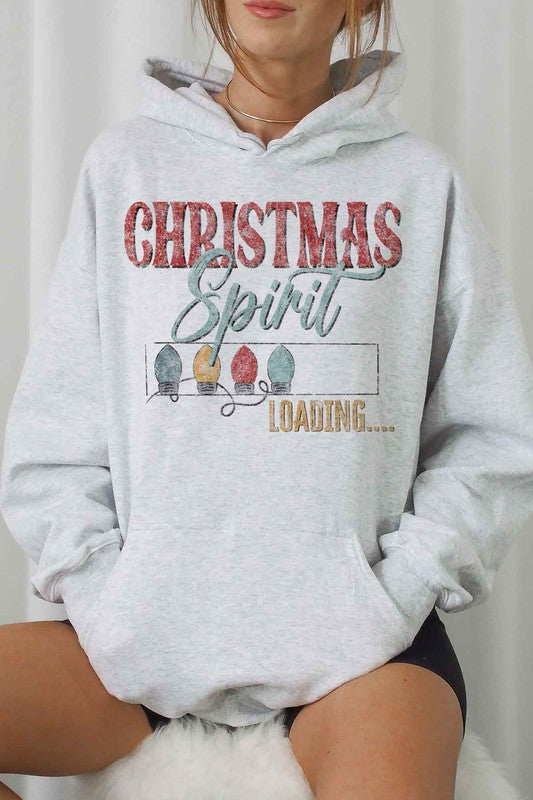 Plus Size "Loading Christmas Spirit" Hoodie - Festive Holiday Sweater - Minihomy