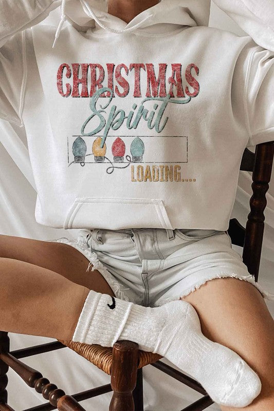 Plus Size "Loading Christmas Spirit" Hoodie - Festive Holiday Sweater - Minihomy
