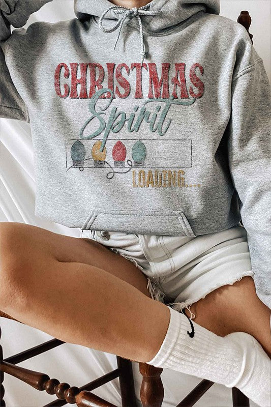Plus Size "Loading Christmas Spirit" Hoodie - Festive Holiday Sweater - Minihomy