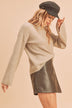 Harlie Sweater - Cozy Knit with Edgy Cutout Shoulder, Relaxed Fit, Thick Ribbed Trim - Minihomy