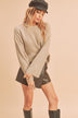 Harlie Sweater - Cozy Knit with Edgy Cutout Shoulder, Relaxed Fit, Thick Ribbed Trim - Minihomy
