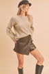 Harlie Sweater - Cozy Knit with Edgy Cutout Shoulder, Relaxed Fit, Thick Ribbed Trim - Minihomy