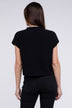 Mock Neck Short Sleeve Cropped Sweater for Women - Stylish Knit Top - Minihomy