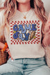 Plus Size Retro Checker Game Day Graphic T-Shirt - Minihomy