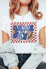 Plus Size Retro Checker Game Day Graphic T-Shirt - Minihomy