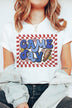 Plus Size Retro Checker Game Day Graphic T-Shirt - Minihomy