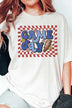 Plus Size Retro Checker Game Day Graphic T-Shirt - Minihomy