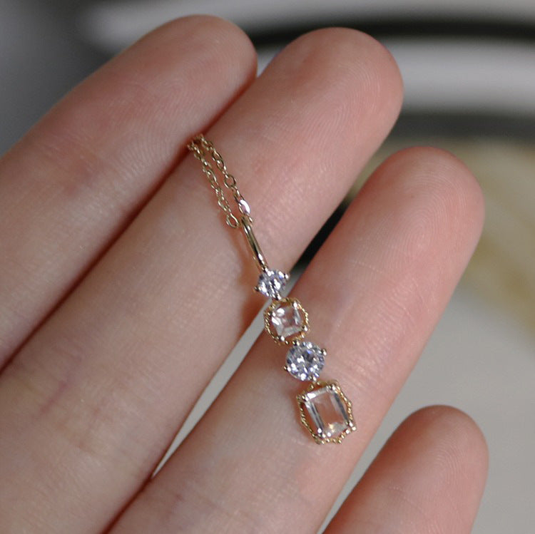 Vertical Diamond Pendant Necklace