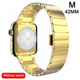 Metal Butterfly Buckle Watch Strap with Bead Detail