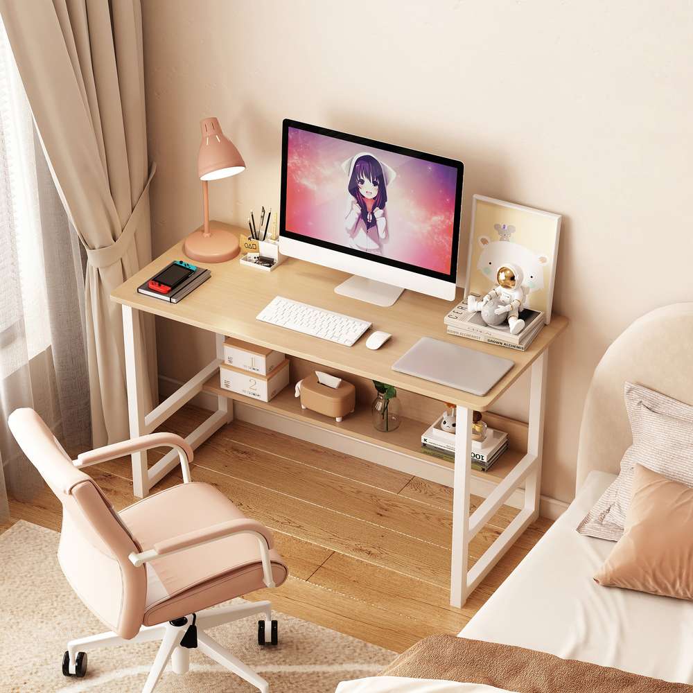 Modern Computer Desk with Bookshelf & Storage - Home Office Desk