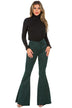 Leopard Print Bell Bottom Jeans in Pine Green - Stylish Women's Fashion - Minihomy