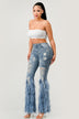 Distressed Pearl Embellished Feather Detail Women's Jeans - Trendy Casual Style - Minihomy
